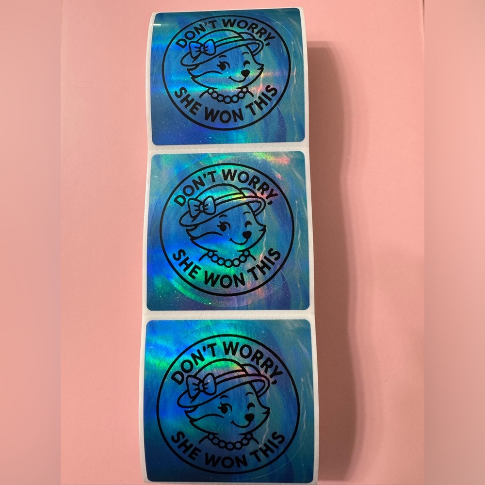 50 ct. Custom 2β Round Ocean Blue Holographic Stickers - Picture 4 of 8